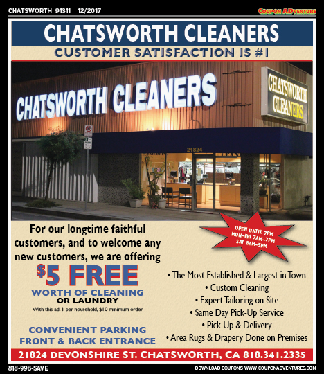 Chatsworth Cleaners, Chatsworth, coupons, direct mail, discounts, marketing, Southern California