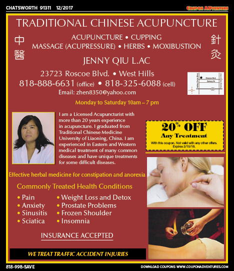 Traditional Chinese Acupuncture, Chatsworth, coupons, direct mail, discounts, marketing, Southern California