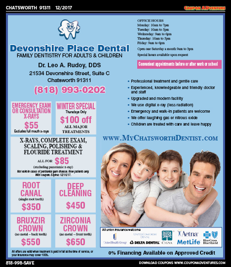 Devonshire Place Dental, Chatsworth, coupons, direct mail, discounts, marketing, Southern California