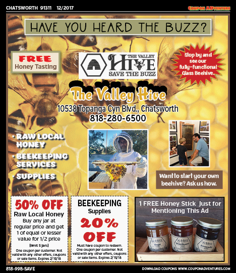 The Valley Hive, Chatsworth, coupons, direct mail, discounts, marketing, Southern California