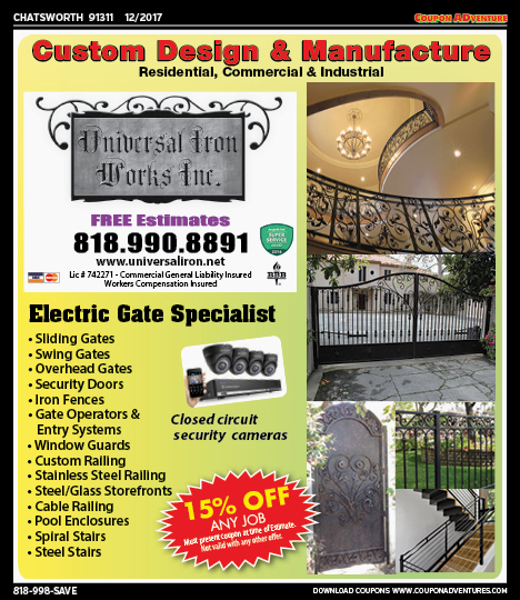 Universal Iron Works, Chatsworth, coupons, direct mail, discounts, marketing, Southern California