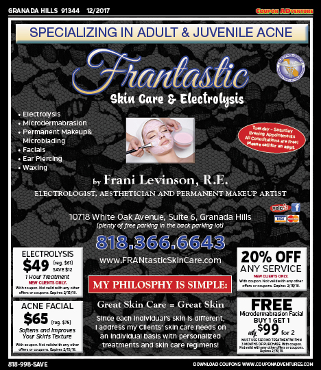 Frantastic Skin Care & Electrolysis, Granada Hills, coupons, direct mail, discounts, marketing, Southern California