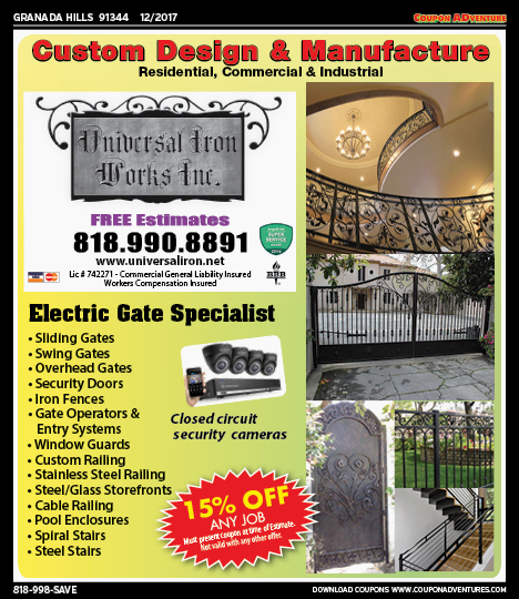 Universal Iron Works, Granada Hills, coupons, direct mail, discounts, marketing, Southern California