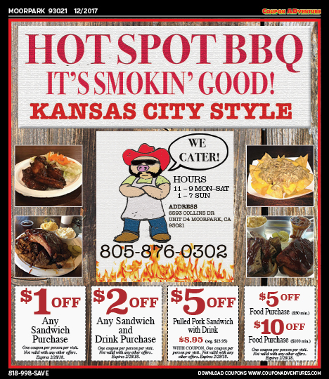 Hot Spot BBQ, Moorpark, coupons, direct mail, discounts, marketing, Southern California