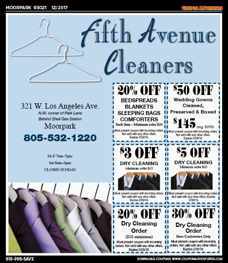 Fifth Avenue Cleaners, Moorpark, coupons, direct mail, discounts, marketing, Southern California