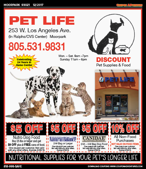 Pet Life, Moorpark, coupons, direct mail, discounts, marketing, Southern California