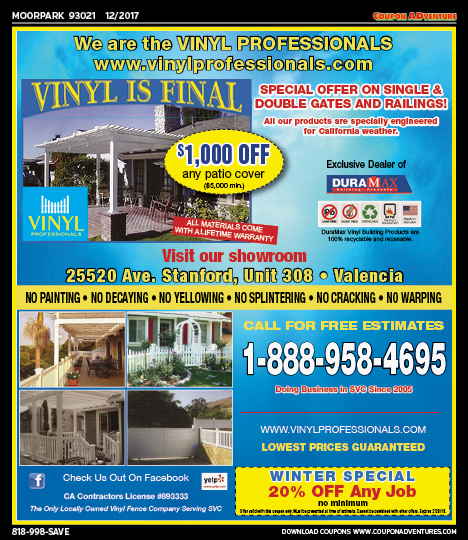 Vinyl Professionals, Moorpark, coupons, direct mail, discounts, marketing, Southern California