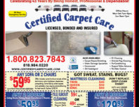 Certified Carpet Care, Porter Ranch, coupons, direct mail, discounts, marketing, Southern California