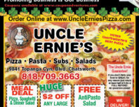 Uncle Ernie's Pizza, Chatsworth, coupons, direct mail, discounts, marketing, Southern California