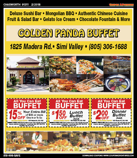 Golden Panda Buffet, Chatsworth, coupons, direct mail, discounts, marketing, Southern California