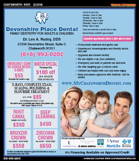 Devonshire Place Dental, Chatsworth, coupons, direct mail, discounts, marketing, Southern California