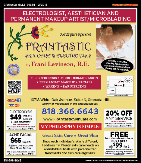 Frantastic Skin Care & Electrolysis, Granada Hills, coupons, direct mail, discounts, marketing, Southern California