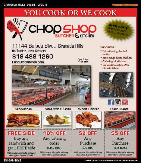 Chop Shop Butcher & Kitchen, Granada Hills, coupons, direct mail, discounts, marketing, Southern California