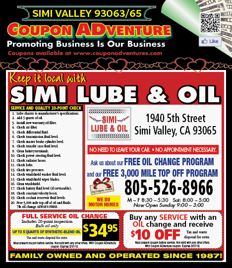 Simi Lube & Oil, Simi Valley,, coupons, direct mail, discounts, marketing, Southern California