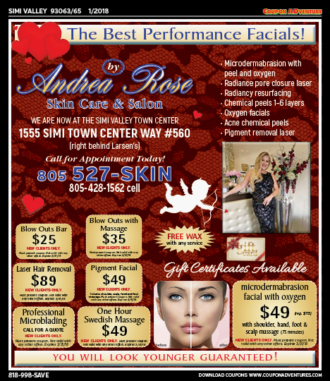 Andrea Rose Skin Care & Salon, Simi Valley,, coupons, direct mail, discounts, marketing, Southern California