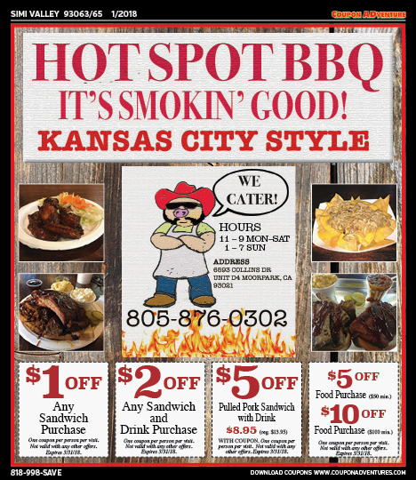 Hot Spot BBQ, Simi Valley,, coupons, direct mail, discounts, marketing, Southern California