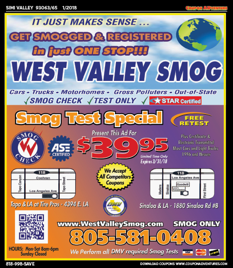 West Valley Smog, Simi Valley,, coupons, direct mail, discounts, marketing, Southern California