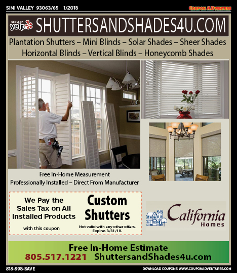 Shutters and Shades 4U, Simi Valley,, coupons, direct mail, discounts, marketing, Southern California