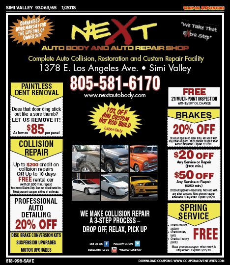 Next Auto Body and Auto Repair, Simi Valley,, coupons, direct mail, discounts, marketing, Southern California