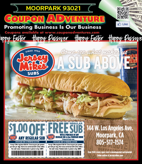 Jersey Mike's Subs, Moorpark, coupons, direct mail, discounts, marketing, Southern California