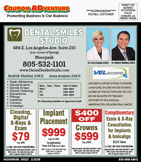 Dental Smiles Studio, Moorpark, coupons, direct mail, discounts, marketing, Southern California