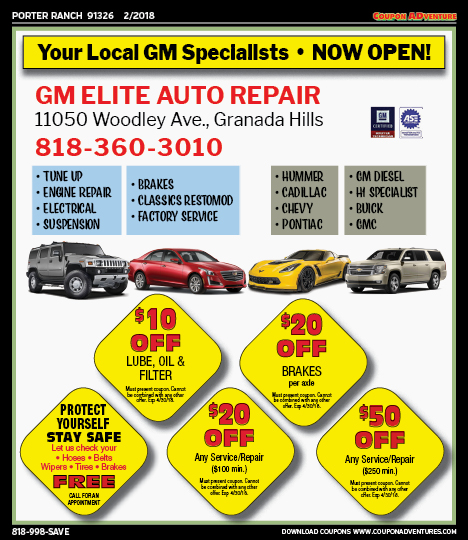 GM Elite Auto Repair, Porter Ranch, coupons, direct mail, discounts, marketing, Southern California