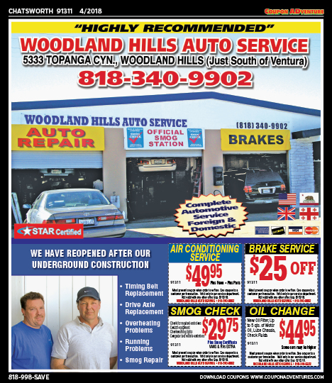 Woodland Hills Auto Service, Chatsworth, coupons, direct mail, discounts, marketing, Southern California