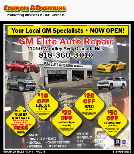 GM Elite Auto Repair, Granada Hills, coupons, direct mail, discounts, marketing, Southern California