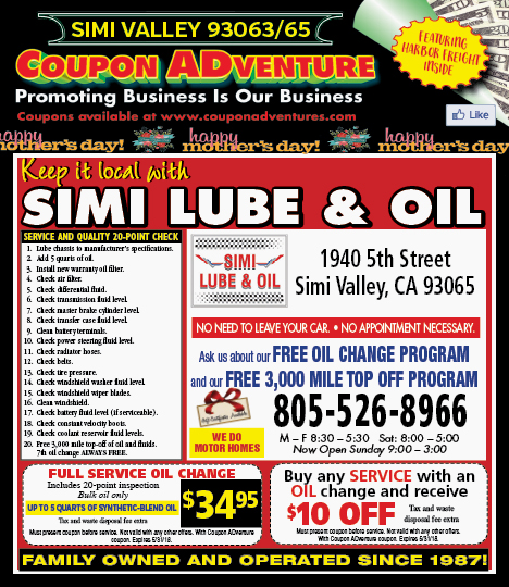 Simi Lube & Oil, Simi Valley, coupons, direct mail, discounts, marketing, Southern California