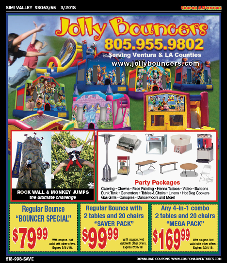 Jolly Bouncers, Simi Valley, coupons, direct mail, discounts, marketing, Southern California