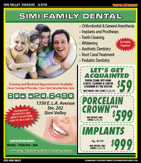 Simi Family Dental, Simi Valley, coupons, direct mail, discounts, marketing, Southern California