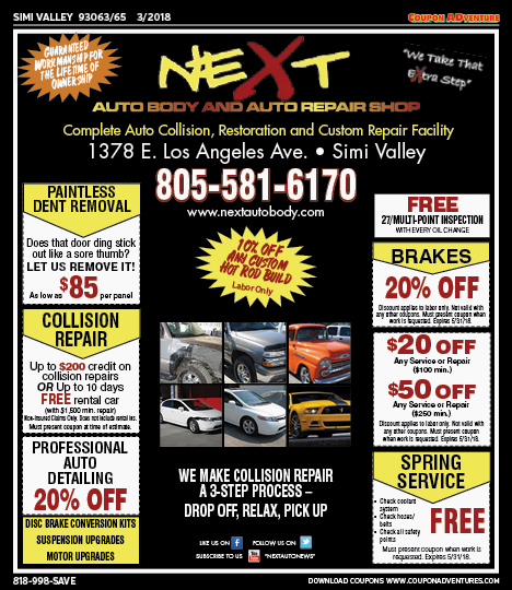 Next Auto Body and Auto Repair Shop, Simi Valley, coupons, direct mail, discounts, marketing, Southern California