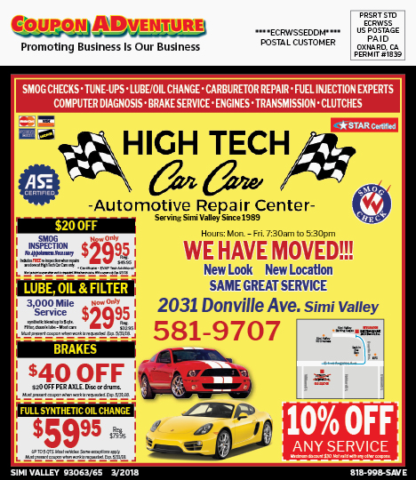 High Tech Car Care, Simi Valley, coupons, direct mail, discounts, marketing, Southern California