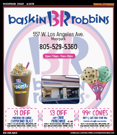 Baskin Robbins, Moorpark, coupons, direct mail, discounts, marketing, Southern California