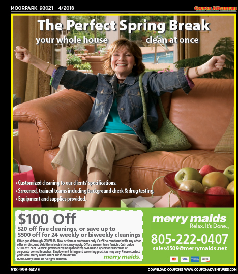 Merry Maids, Moorpark, coupons, direct mail, discounts, marketing, Southern California