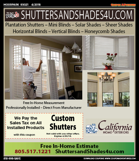 Shutters and Shades 4U, Moorpark, coupons, direct mail, discounts, marketing, Southern California