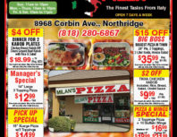 Milan's Pizza, Northridge, coupons, direct mail, discounts, marketing, Southern California