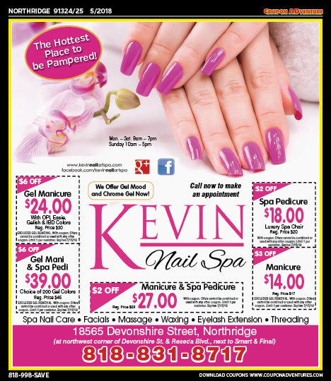 Kevin Nail Spa, Northridge, coupons, direct mail, discounts, marketing, Southern California