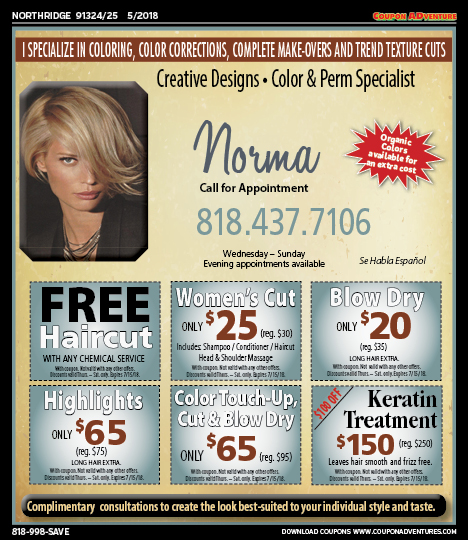 Norma, Northridge, coupons, direct mail, discounts, marketing, Southern California