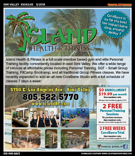 Island Health & Fitness, Simi Valley, coupons, direct mail, discounts, marketing, Southern California