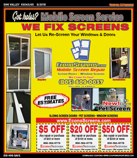 EconoScreens, Simi Valley, coupons, direct mail, discounts, marketing, Southern California