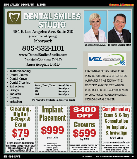 Dental Smiles Studio, Simi Valley, coupons, direct mail, discounts, marketing, Southern California