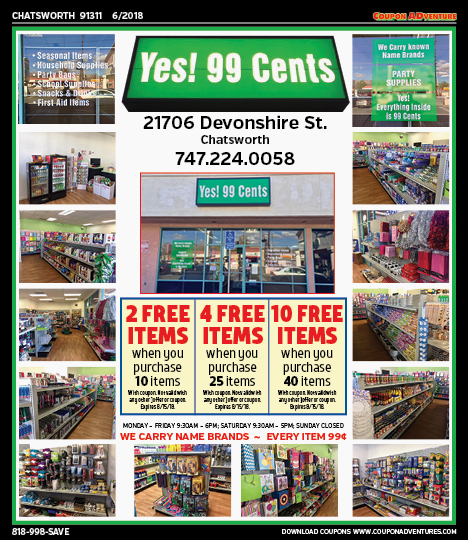 Yes! 99 Cents, Chatsworth, coupons, direct mail, discounts, marketing, Southern California