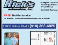 Ricks' Automotive Service, Granada Hills, coupons, direct mail, discounts, marketing, Southern California