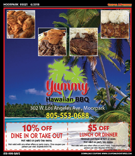 Yummy Hawaiian BBQ, Moorpark, coupons, direct mail, discounts, marketing, Southern California