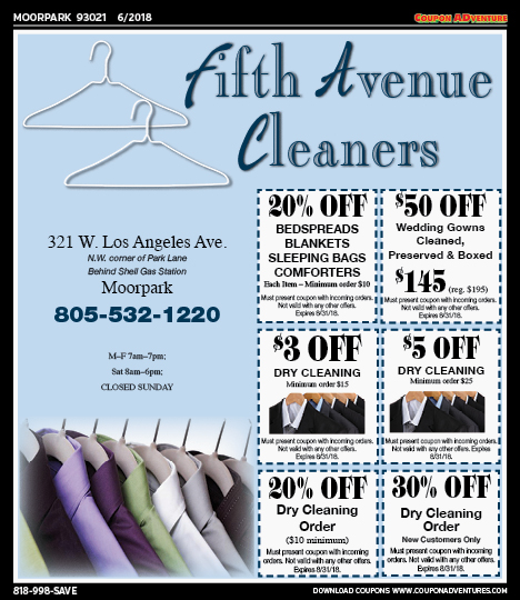 Fifth Avenue Cleaners, Moorpark, coupons, direct mail, discounts, marketing, Southern California