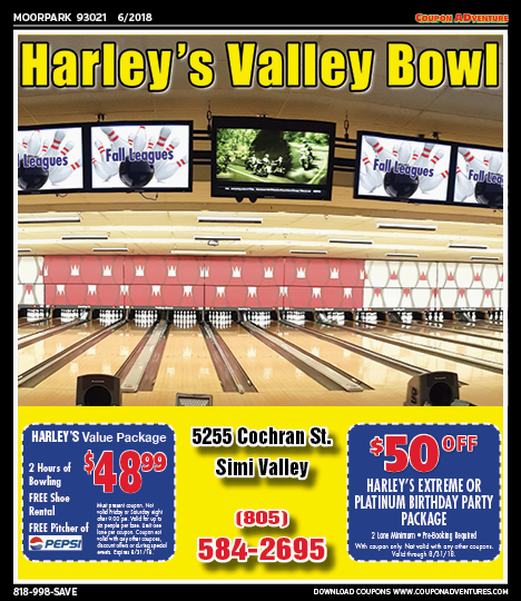 Harley's Valley Bowl, Moorpark, coupons, direct mail, discounts, marketing, Southern California