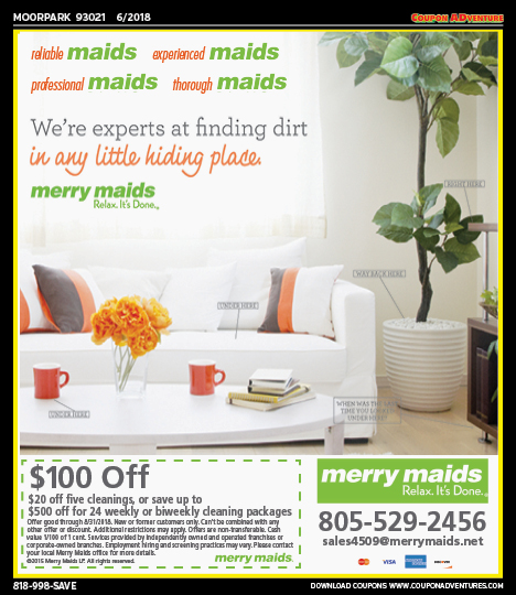 Merry Maids, Moorpark, coupons, direct mail, discounts, marketing, Southern California
