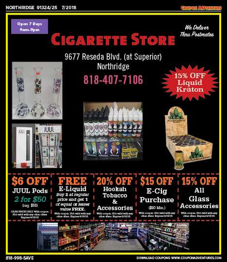 Cigarette Store, Northridge, coupons, direct mail, discounts, marketing, Southern California