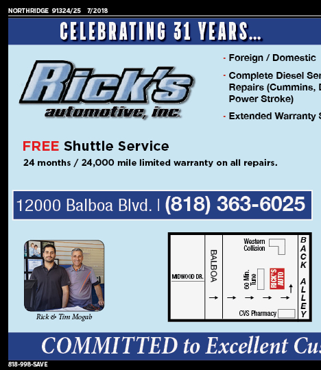 Rick's Automotive, Northridge, coupons, direct mail, discounts, marketing, Southern California